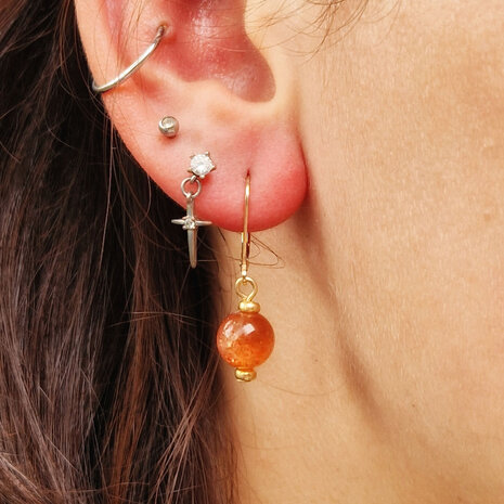 Gold filled oorbellen zonnesteen rond 8 mm Gold filled oorbellen zonnesteen rond 8 mm