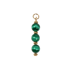 Gold filled hanger malachiet | 3 bolletjes Gold filled hanger malachiet | 3 bolletjes
