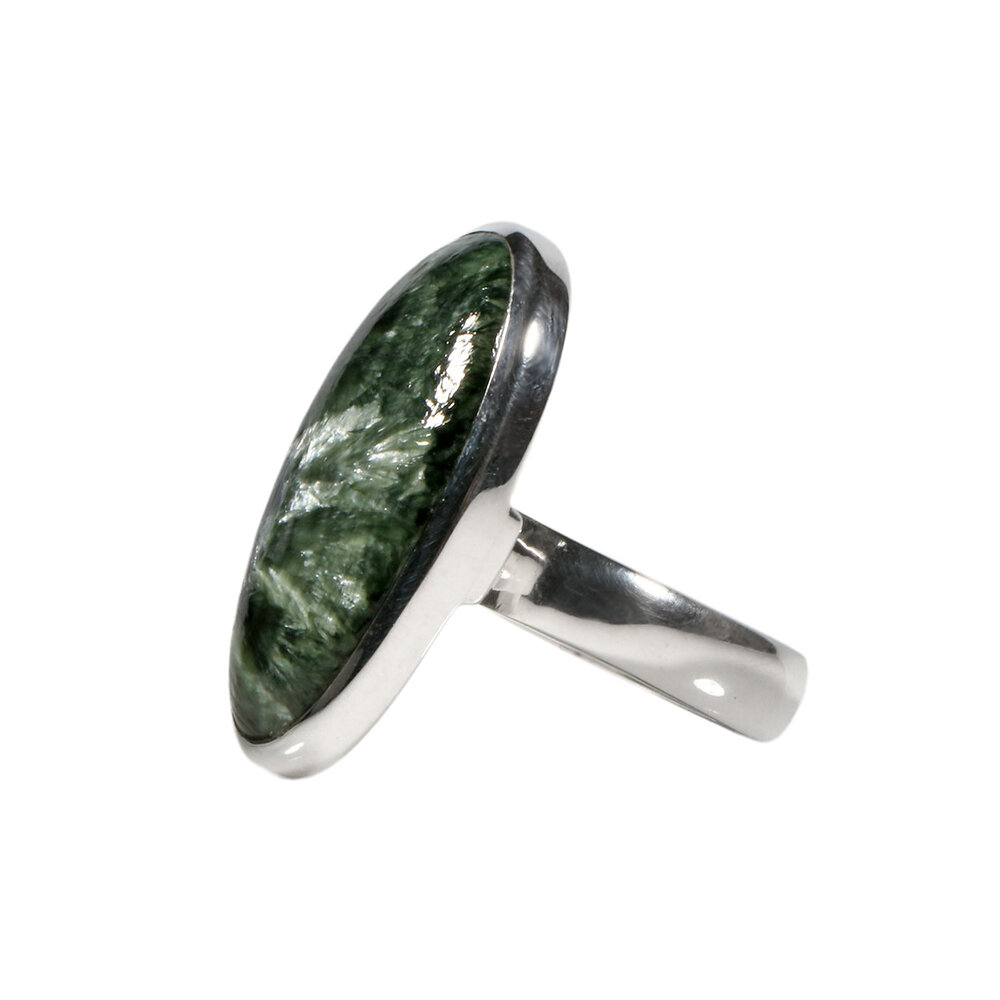 Zilveren ring serafiniet maat 18 1/2 (verstelbaar) | ovaal 2,7 x 1,9 cm Zilveren ring serafiniet maat 18 1/2 (verstelbaar) | ovaal 2,7 x 1,9 cm