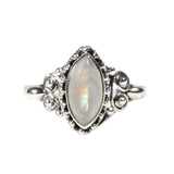 Zilveren ring maansteen (regenboog) maat 17 | markies spiralen
