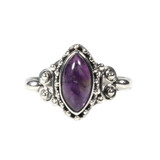 Zilveren ring amethist maat 15 1/2 | markies spiralen Zilveren ring amethist maat 15 1/2 | markies spiralen