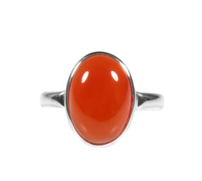 Zilveren ring carneool maat 20 | ovaal 14 x 10 mm