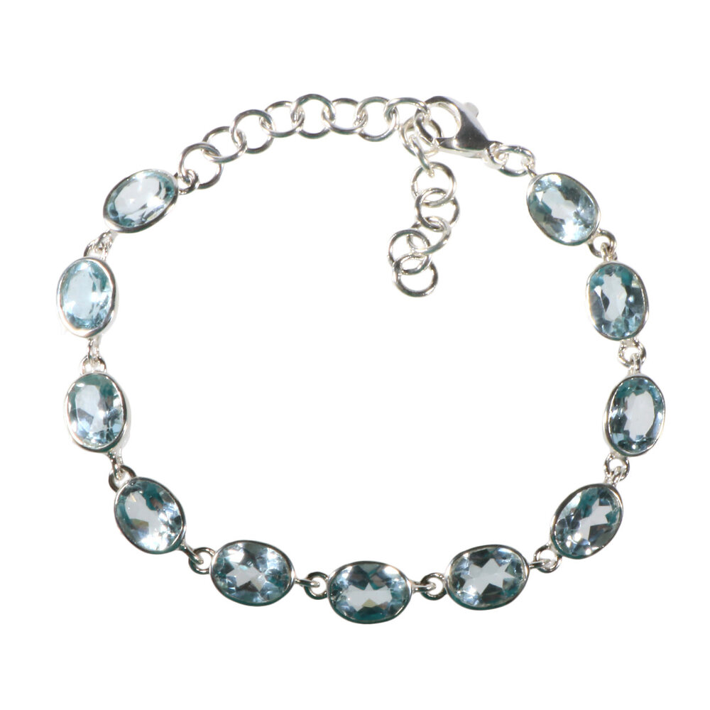 Zilveren armband topaas (blauw) ovaal facet 8 x 6 mm Zilveren armband topaas (blauw) ovaal facet 8 x 6 mm