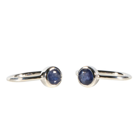 Zilveren ring saffier maat 16 1/2 | rond facet 6 mm Zilveren ring saffier maat 16 1/2 | rond facet 6 mm