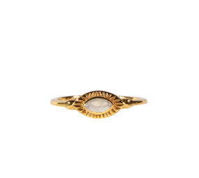 Vergulde ring maansteen (regenboog) maat 18 | markies 6 x 3 mm Vergulde ring maansteen (regenboog) maat 18 | markies 6 x 3 mm