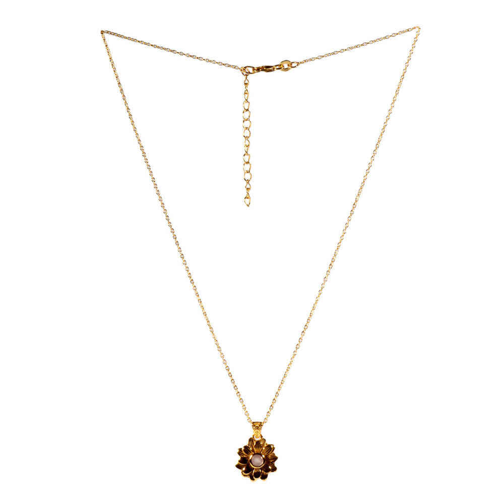 Vergulde ketting rozenkwarts | bloem 4 mm