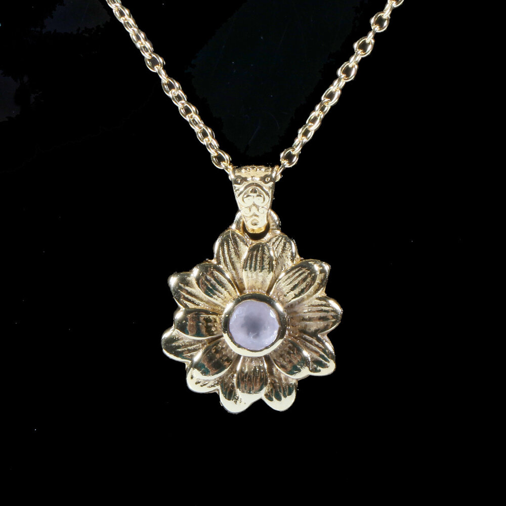 Vergulde ketting rozenkwarts | bloem 4 mm