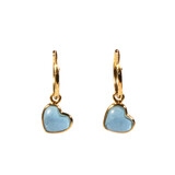 Vergulde oorbellen aquamarijn | hartjes 8 x 8 mm Vergulde oorbellen aquamarijn | hartjes 8 x 8 mm