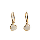 Vergulde oorbellen maansteen (regenboog) | hartjes 8 x 8 mm