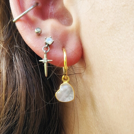 Vergulde oorbellen rozenkwarts | hartjes 8 x 8 mm Vergulde oorbellen rozenkwarts | hartjes 8 x 8 mm