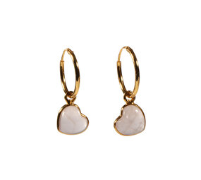 Vergulde oorbellen rozenkwarts | hartjes 8 x 8 mm Vergulde oorbellen rozenkwarts | hartjes 8 x 8 mm