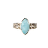 Zilveren ring larimar maat 17 | markies bewerkte band