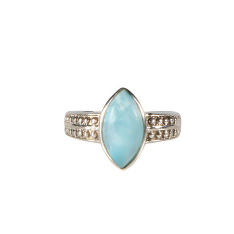 Zilveren ring larimar maat 18 1/2 | markies bewerkte band Zilveren ring larimar maat 18 1/2 | markies bewerkte band
