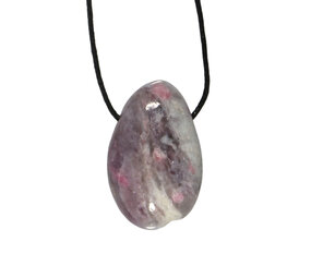 Toermalijn (roze) met lepidoliet (unicorn stone) hanger doorboord Toermalijn (roze) met lepidoliet (unicorn stone) hanger doorboord