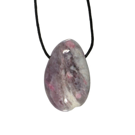 Toermalijn (roze) met lepidoliet (unicorn stone) hanger doorboord Toermalijn (roze) met lepidoliet (unicorn stone) hanger doorboord