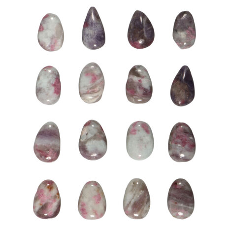 Toermalijn (roze) met lepidoliet (unicorn stone) hanger doorboord Toermalijn (roze) met lepidoliet (unicorn stone) hanger doorboord