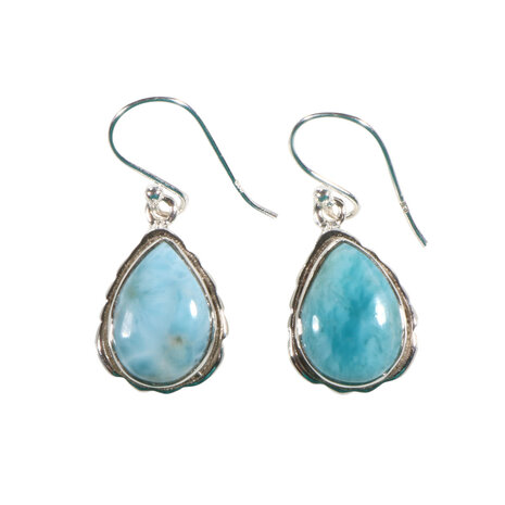 Zilveren oorbellen larimar | druppel 1,4 x 1 cm Zilveren oorbellen larimar | druppel 1,4 x 1 cm