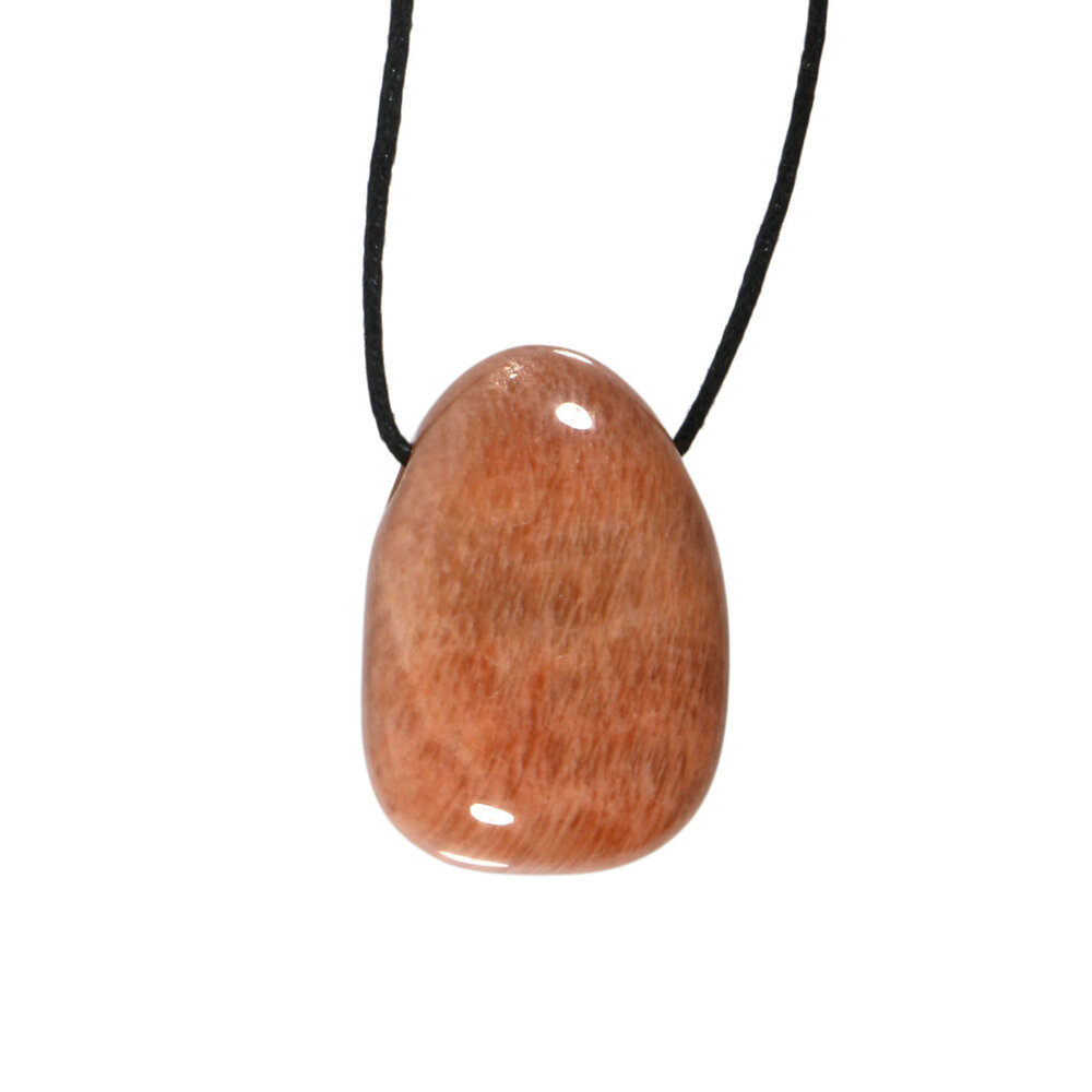 Maansteen (roze) hanger doorboord