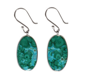 Zilveren oorbellen chrysocolla met malachiet | ovaal 2,1 x 1,2 cm Zilveren oorbellen chrysocolla met malachiet | ovaal 2,1 x 1,2 cm
