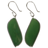 Zilveren oorbellen jade | freeform 3,2 x 1,5 cm Zilveren oorbellen jade | freeform 3,2 x 1,5 cm