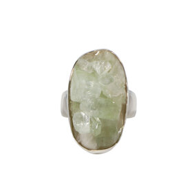 Zilveren ring apofylliet (groen) maat 18 | ruw 2,7 x 1,5 cm Zilveren ring apofylliet (groen) maat 18 | ruw 2,7 x 1,5 cm