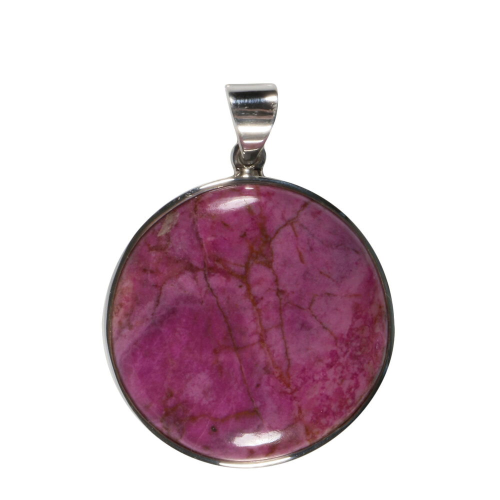 Zilveren hanger calciet (cobalto) | rond 3,4 cm