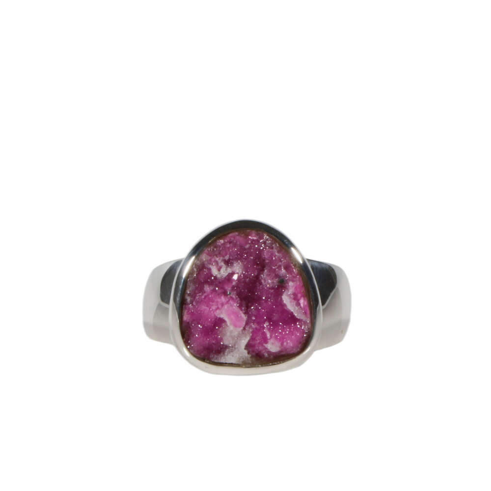 Zilveren ring calciet (cobalto) maat 17 | druppel ruw 1,2 x 1,1 cm Zilveren ring calciet (cobalto) maat 17 | druppel ruw 1,2 x 1,1 cm