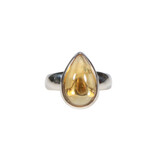 Zilveren ring citrien maat 17 1/4 | druppel 1,5 x 0,9 cm