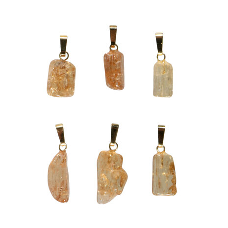 Goudtopaas hanger getrommeld met 14k gouden oogje