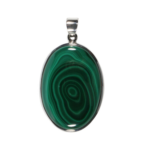 Zilveren hanger malachiet | ovaal 3,5 x 2,4 cm Zilveren hanger malachiet | ovaal 3,5 x 2,4 cm