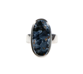 Zilveren ring pietersiet (blauw) maat 19 | ovaal 2,3 x 1,2 cm Zilveren ring pietersiet (blauw) maat 19 | ovaal 2,3 x 1,2 cm