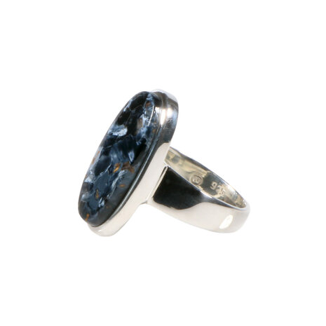 Zilveren ring pietersiet (blauw) maat 19 | ovaal 2,3 x 1,2 cm Zilveren ring pietersiet (blauw) maat 19 | ovaal 2,3 x 1,2 cm