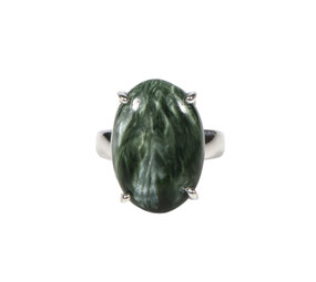 Zilveren ring serafiniet maat 19 (verstelbaar) | ovaal gezet 2,2 x 1,4 cm Zilveren ring serafiniet maat 19 (verstelbaar) | ovaal gezet 2,2 x 1,4 cm