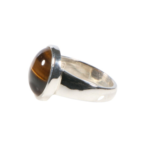Zilveren ring tijgeroog maat 18 1/2 | rond 1,4 cm Zilveren ring tijgeroog maat 18 1/2 | rond 1,4 cm
