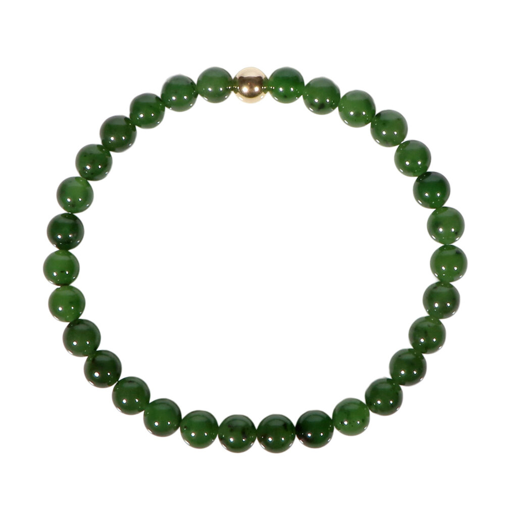 Jade armband met 14k gouden kraal | 6 mm