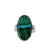 Zilveren ring chrysocolla met malachiet maat 17 1/4 | ovaal 2,2 x 1,1 cm Zilveren ring chrysocolla met malachiet maat 17 1/4 | ovaal 2,2 x 1,1 cm