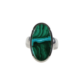 Zilveren ring chrysocolla met malachiet maat 17 1/4 | ovaal 2,2 x 1,1 cm Zilveren ring chrysocolla met malachiet maat 17 1/4 | ovaal 2,2 x 1,1 cm