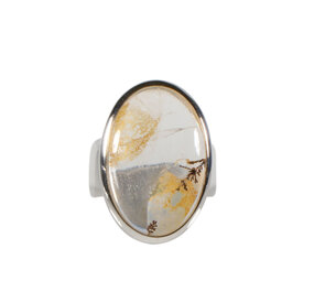 Zilveren ring golden healer (limonietkwarts) maat 17 1/2 | ovaal 2,4 x 1,6 cm