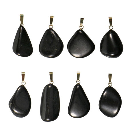 Shungiet hanger met 14k gouden oogje Shungiet hanger met 14k gouden oogje