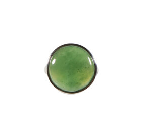 Zilveren ring jade maat 19 1/2 (verstelbaar) | rond 2,2 cm Zilveren ring jade maat 19 1/2 (verstelbaar) | rond 2,2 cm