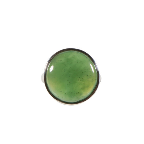 Zilveren ring jade maat 19 1/2 (verstelbaar) | rond 2,2 cm Zilveren ring jade maat 19 1/2 (verstelbaar) | rond 2,2 cm