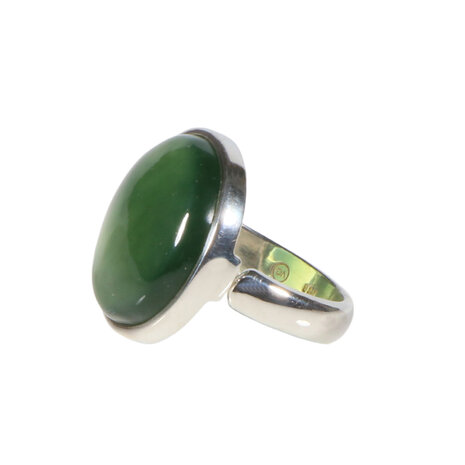 Zilveren ring jade maat 19 1/2 (verstelbaar) | rond 2,2 cm Zilveren ring jade maat 19 1/2 (verstelbaar) | rond 2,2 cm