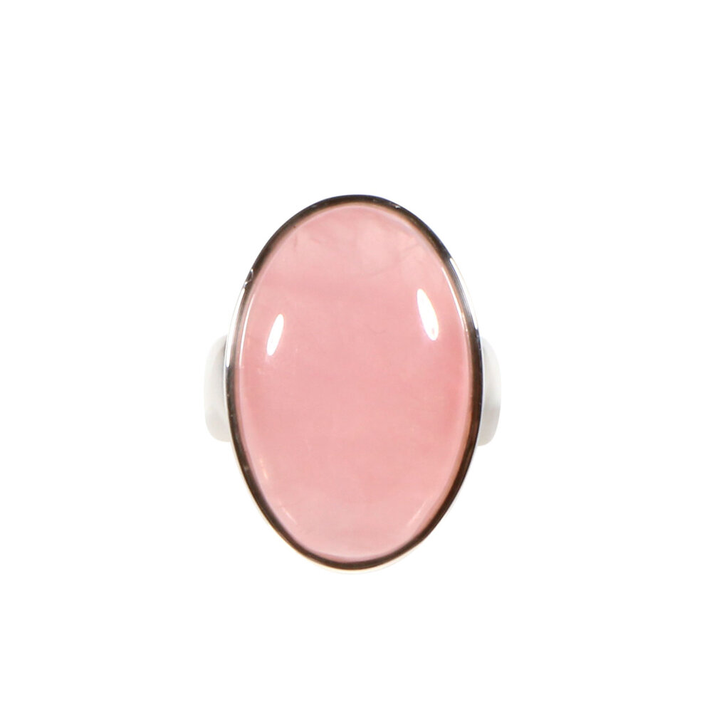 Zilveren ring rozenkwarts maat 16 1/2 | ovaal 2,3 x 1,5 cm Zilveren ring rozenkwarts maat 16 1/2 | ovaal 2,3 x 1,5 cm