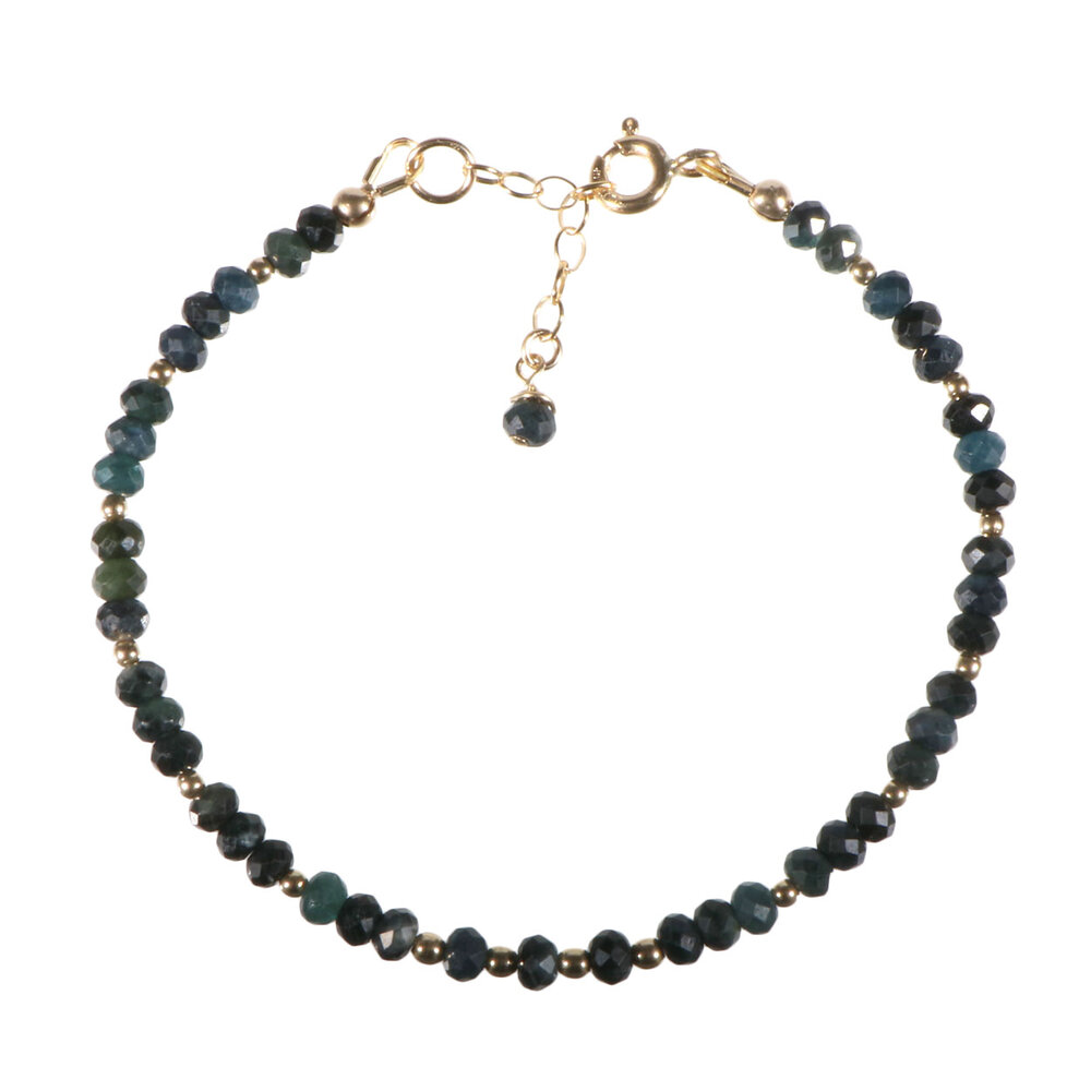 Indigoliet (blauwe toermalijn) gold filled armband | 4 x 3 mm facet rondelles