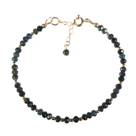 Indigoliet (blauwe toermalijn) gold filled armband | 4 x 3 mm facet rondelles