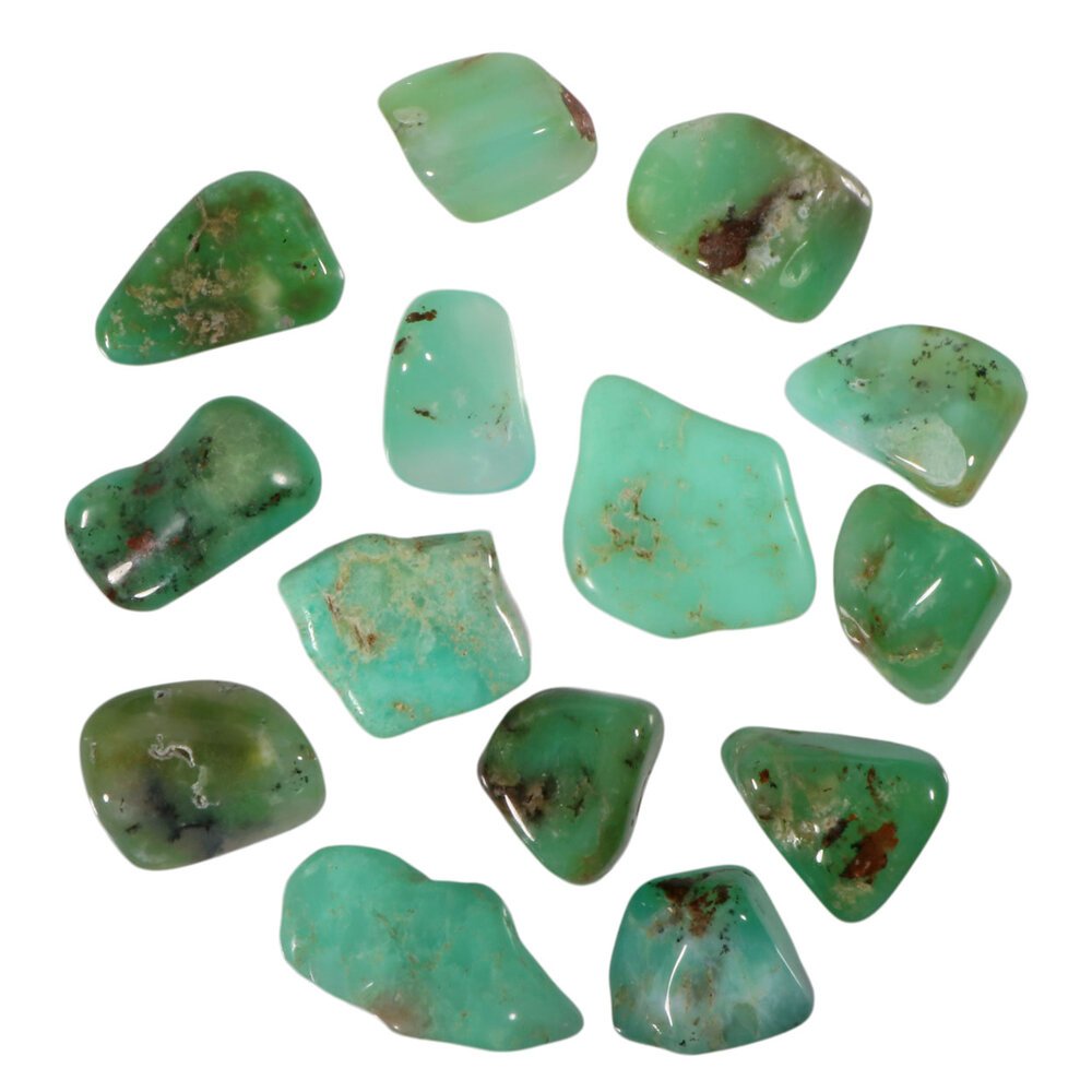 Chrysopraas steen getrommeld 10 - 20 gram Chrysopraas steen getrommeld 10 - 20 gram