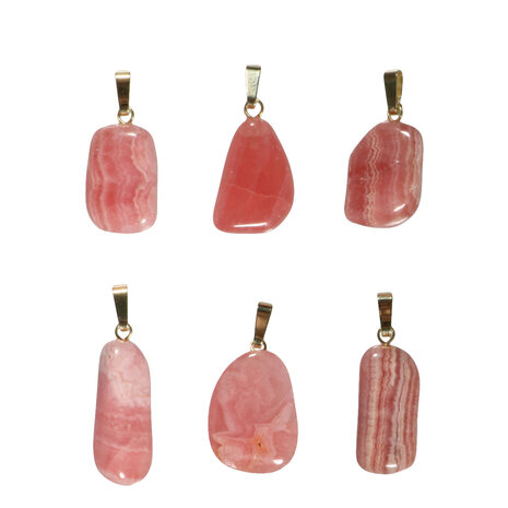 Rhodochrosiet hanger met 14k gouden oogje Rhodochrosiet hanger met 14k gouden oogje