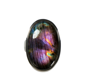 Zilveren ring labradoriet maat 19 | ovaal 2,9 x 1,9 cm Zilveren ring labradoriet maat 19 | ovaal 2,9 x 1,9 cm