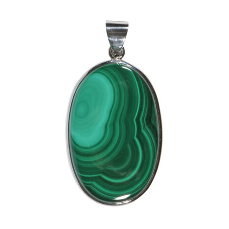 Zilveren hanger malachiet | ovaal 3,8 x 2,4 cm Zilveren hanger malachiet | ovaal 3,8 x 2,4 cm