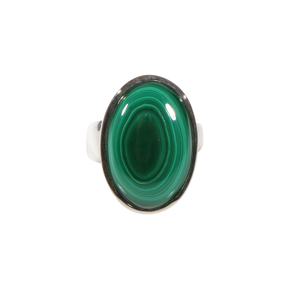 Zilveren ring malachiet maat 16 3/4 | ovaal 2 x 1,4 cm Zilveren ring malachiet maat 16 3/4 | ovaal 2 x 1,4 cm